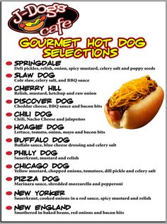 a menu for a hot dog restaurant