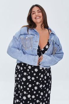 Plus Size Fringe Denim Jacket Jean Jacket Outfit Plus Size, 90s Fashion Outfits Plus Size, Sydney Outfits, Fringe Denim Jacket, Fashion Nova Plus Size, Fashion Outfits Plus Size, Plus Size Looks, Jean Jacket Outfits, Denim Jacket Outfit