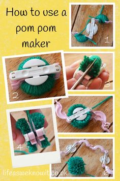 how to use a pom - pom maker with pictures and instructions on it