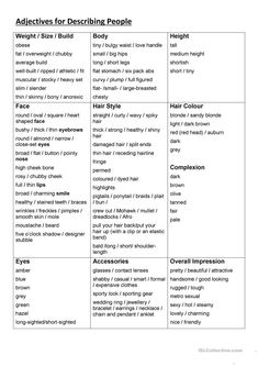 a table with different types of words and numbers on it, including the wording for each