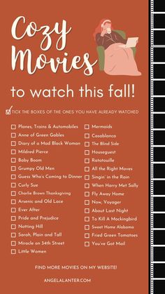 a poster with the words cozy movies to watch this fall