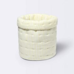 Cloud Island quilted gauze round storage bin. Size: 12.5" x 12.5" x 10.5".  Color: White.  Pattern: stripe. Cube Storage Bins, Cloud Island, Utility Storage, Plastic Storage Bins, Round Storage, Organize Fabric, Fabric Bins, Organizing Bins, Cube Storage