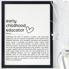 a black and white framed poster with the words early childhood educator on it