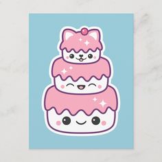 a card with two tiered cake and the words eat sweet be sweet