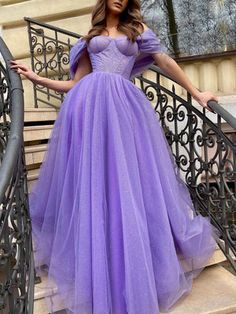 Purple Formal Dress, Purple Tulle, Popular Prom Dresses, Purple Evening Dress, Formal Dresses Graduation, Purple Prom, A Line Evening Dress, Tulle Evening Dress, Purple Prom Dress