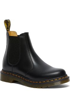 Dr. Martens 2976 Chelsea Boot (Women) | Nordstrom Casual High-top Chelsea Boots With Vibram Sole, High-top Chelsea Boots With Reinforced Heel, Doc Chelsea Boots, Women Chelsea Boots Outfits, Doc Martens Chelsea Boot Outfit, Black Chelsea Boots Outfit Women, Dr Marten Chelsea Boots, Chelsea Boot Outfits Women, Doc Marten Chelsea Boot