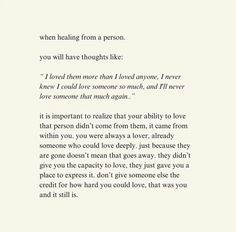 a poem written in black and white with the words, when being from a person you will have thoughts like i loved them more than