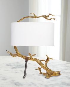 a lamp that is on top of a table