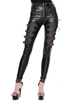 Gothic Mode, Gothic Leggings, Gothic Pants, Buckle Pants, Punk Women, Black Punks, Skull Clothing, Biker Leather