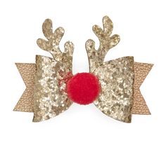 Every little girl need the perfect clip to complete her look! The Red Nose Reindeer Hair Clip for kids is a fun way to celebrate Christmas. Reindeer Hair, Glitter Reindeer, Gold Glitter Bow, Red Nose Reindeer, Kids Hair Clips, Gold Reindeer, Christmas Hair Accessories, Christmas Hair Bows, Reindeer Antlers