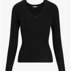 Brand Nwt Has Stretch V Neck Ribbed Long Sleeve Black V Neck Top, Black V Neck Long Sleeve, Black Ribbed V-neck Sweater For Winter, Chic Black Long Sleeve V-neck Sweater, Black V-neck Sweater With Ribbed Cuffs, Black Ribbed V-neck Long Sleeve Sweater, Black Long Sleeve V-neck Sweater With Ribbed Cuffs, Black V Neck Sweater, Black Y2k