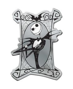 the jack skellingy character is depicted in black and white, with an intricate frame