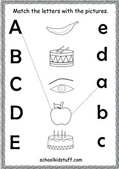 an alphabet worksheet with pictures to match the letters