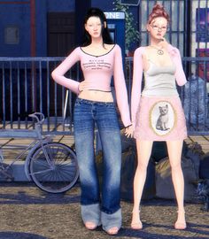 two animated women standing next to each other