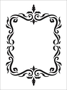 an ornate black and white frame with swirls on the edges, in square format