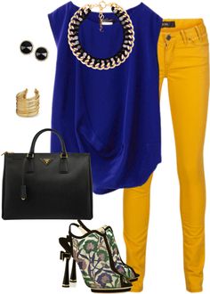 Mustard Pants, Yellow Pencil, Fresh Outfits, Pants Outfits, Work Clothes, Blue Top