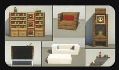 Living Room Designs Minecraft, Living Room Minecraft, Minecraft Living Room Ideas, Minecraft Living Room, Minecraft House Decor, Villa Minecraft, Bedroom Ideas Minecraft, Case Minecraft, Minecraft Decoration