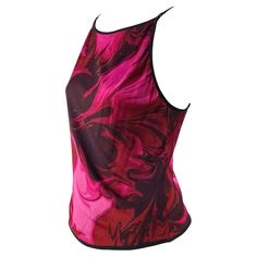 S/S 2001 Gucci by Tom Ford Pink Magma Print Backless Tank Top For Sale at 1stDibs Summer Fitted Gucci Tops, Gucci Fitted Tops For Spring, Fitted Gucci Tops For Spring, Spring Chic Gucci Top, Chic Gucci Tops For Spring, Silk Sleeveless Halter Top For Night Out, Gucci Fitted Casual Top, Casual Fitted Gucci Tops, Silk Fitted Tank Top For Evening