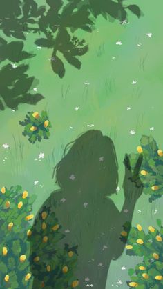 the shadow of a person holding flowers in front of green grass and yellow daisies