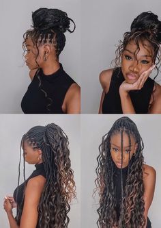 Styling Hairstyles, Bohemian Braided Hair, Bohemian Braids, Goddess Braids Hairstyles, Braided Cornrow Hairstyles