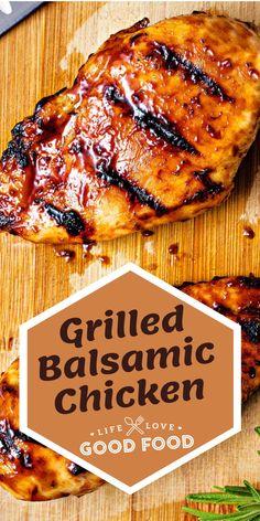 grilled balsamic chicken with text overlay