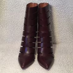 Beautiful Rebecca Minkoff Dark Saddle Brown Leather Boots With Cutout Pattern. Back Zipper. 4” Stacked Wood Heel. Size 9.5. New, Never Worn. With Original Box. Cutout Boots, Saddle Brown, Wood Heel, Brown Leather Boots, Shoes Heels Boots, Rebecca Minkoff, Shoes Women Heels, Leather Boots, Saddle