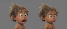 an animated cartoon character with two different expressions