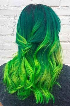 Green Hair Ideas, Green Wig, Color Your Hair, Yellow Hair, Rainbow Hair