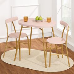 3-Piece Oval Dining Table Set Small Kitchen Set, Modern Oval Dining Table, Kitchen Dinette, Curved Chair, Girly Apartment Decor, Dining Inspiration, Oval Dining Table, Tiny Cottage, Dining Furniture Sets