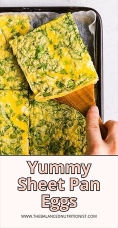 yummy sheet pan egg casserole with spinach and cheese