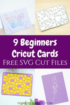 9 beginner's cricut cards with free svg cut files