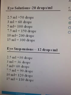 a computer screen showing an eye solution for drop / drop in the eyes and two drops