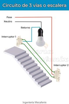 the diagram shows how to wire up and down stairs