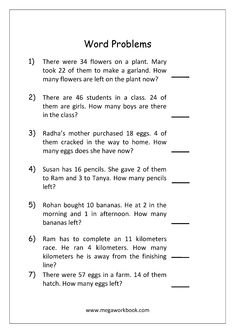 word problems worksheet with answers for students to use in their class or classroom