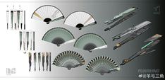 an assortment of different types of folding fans