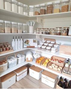 an organized pantry with lots of food and condiments