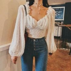 Vintage Summer Outfits, Paris Mode, Blouse Outfit