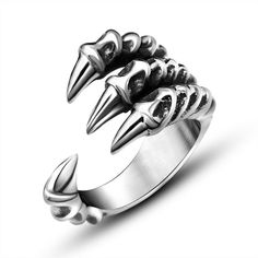 Biker Rings Mens, Dragon Wolf, Gothic Engagement Ring, Mens Stainless Steel Rings, Claw Ring, Dragon Claw, Dragon Ring, Biker Rings, Gothic Rings