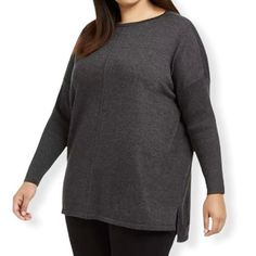 Style & Co Seamfront Mixed Media Tunic Top Gray Plus Size Ox Top Women's Sweaters -New With Tag -Brand: Style & Co -Color: Gray -Size: Ox -Material: Body: 60%Cotton/40%Polyester -Sleeves: 52%Cotton/35%Polyester/13%Nylon Measurements Taken Laying Flat: -Approximate Armpit To Armpit: 28.5 Inch -Approximate Length(From Shoulder To Hem): 29 Inch -Scoop Neck -Made In China Tokyo Street Fashion, Hipster Grunge, Plus Size Designers, Big Clothes, Black Tunic, Plus Size Shopping, Soft Grunge, Fall Winter Style