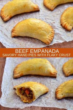 beef empanada hand pies with flaky crust are ready to be eaten