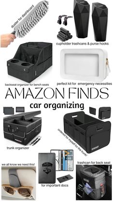 an advertisement for the amazon finds car organizing system