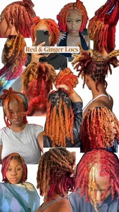 Locs Red Locs, Red Dreads, Hair Twists Black, Red Ginger, Hair Streaks, Dyed Hair Inspiration