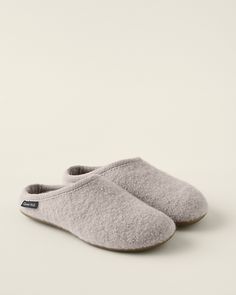 Classic meets comfy in these low-profile pure boiled wool mule slippers from Haflinger, who know how to make a slipper you'll really want to slip into. You'll love the natural temperature regulation, wicking properties, superior support, and durability. Rubber outsole. Women's classic boiled wool slippers by Haflinger. Felted Wool Slippers, Wool Slippers, Slippers Women, Garnet Hill, Boiled Wool, Felted Wool, Dear Santa, Black Wool, Womens Slippers