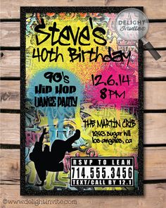 a poster with the words steve's birthday written on it and graffiti in black