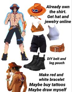 One Piece Anime Cosplay, Easy One Piece Cosplay, Summer Cosplay Ideas, Luffy Inspired Outfit, Doujin Outfit, One Piece Outfit Ideas Anime