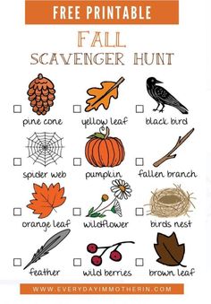 the free printable fall scavenger hunt for kids