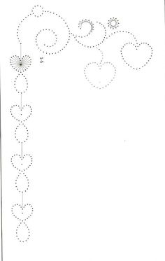 a sheet of paper that has been drawn with dots and lines on it, in the shape of hearts