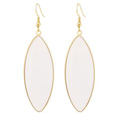 PRICES MAY VARY. Features: These beautiful marquise-shape stones are set in a dainty shiny gold frame, simple enough for everyday wear, or a statement for your special occasion style. Every stone are unique, the color may vary a little. Material: Stone in white color, Gold Plating Brass; Nickel free. Measurements: 2.75 inch / 7.0 cm in Length; 0.79 inch / 2 cm in Length; Weight: 13.2 g; Closure: Pierced hook. Occasion: Gift Box Packaged. These nature healing birth stones earrings are perfect for Gold Fashion Jewelry, Birth Stones, Nature Healing, Marquise Earrings, Stones Earrings, Stone Bar, Natural Stone Earrings, Great Wedding Gifts, Wedding Gifts For Bridesmaids