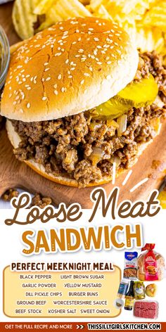 loose meat sandwich Hamburger Recipes, Quick And Easy Dinner, Beef Recipes Easy