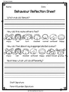 the behavior worksheet for children to help them understand what they are talking about